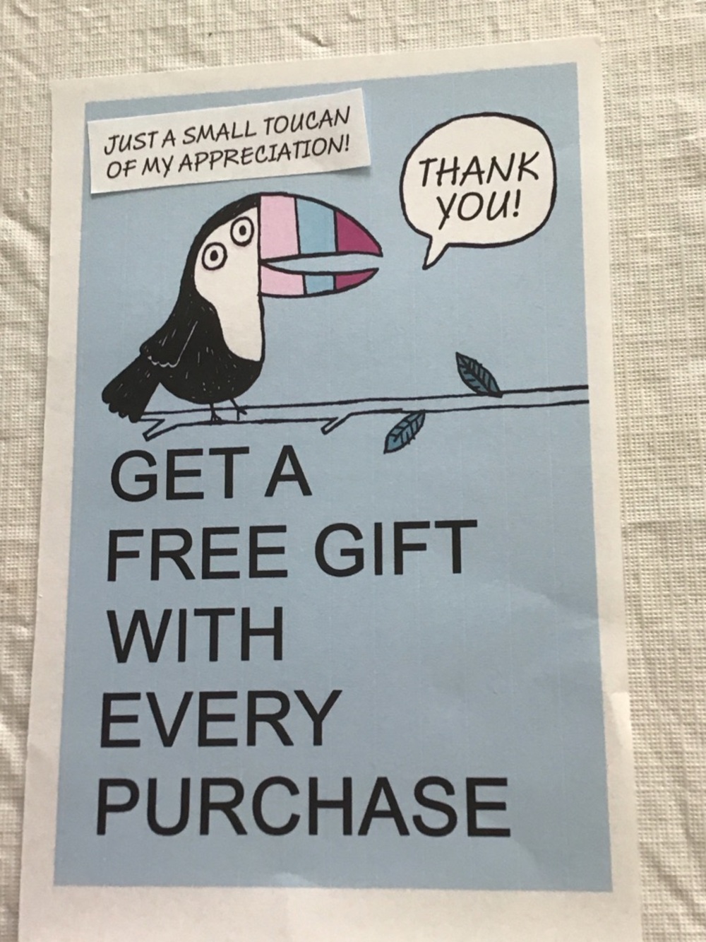 Blue Toucan Thank You Pendant Necklace -